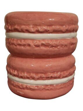 Boutique Pink Macaron Ceramic Cookie Jar / Trinket Canister – 4.5"